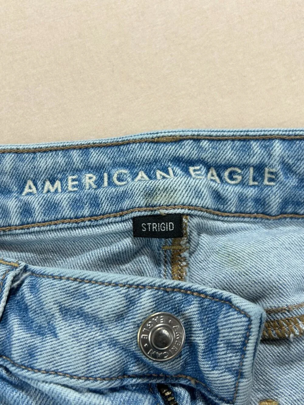 American Eagle Jeans Womens Size 0 Blue Denim Mid Rise Strigid MOM Stretch - Picture 6 of 14